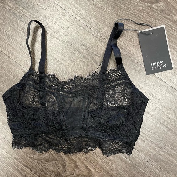 Thistle and Spire Amore Black Lace Bralette Women's XS+ Lace Wired Lingerie Bra - Picture 3 of 10